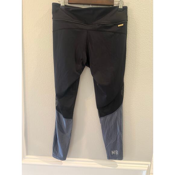 043 ALALA Leggings Activewear Colorblock Black Grey Panels Sz L - Picture 2 of 6